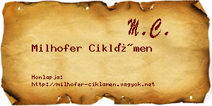 Milhofer Ciklámen névjegykártya